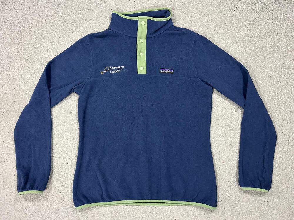 Patagonia Sweater Womens Medium Blue Fleece Snap Mock Neck Clearwater Lodge